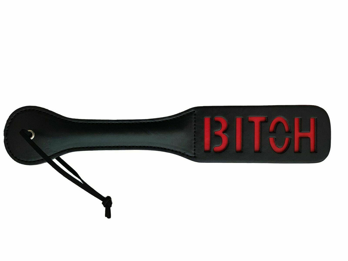 Bitch Faux Leather Spanking Paddle - 12.5 Inch
