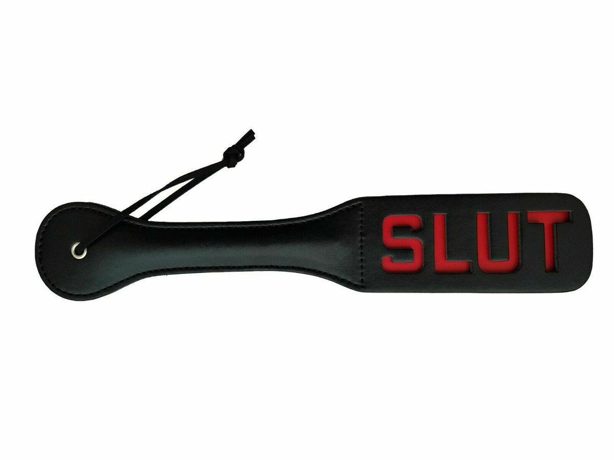 Slut Faux Leather Spanking Paddle - 12.5 Inch