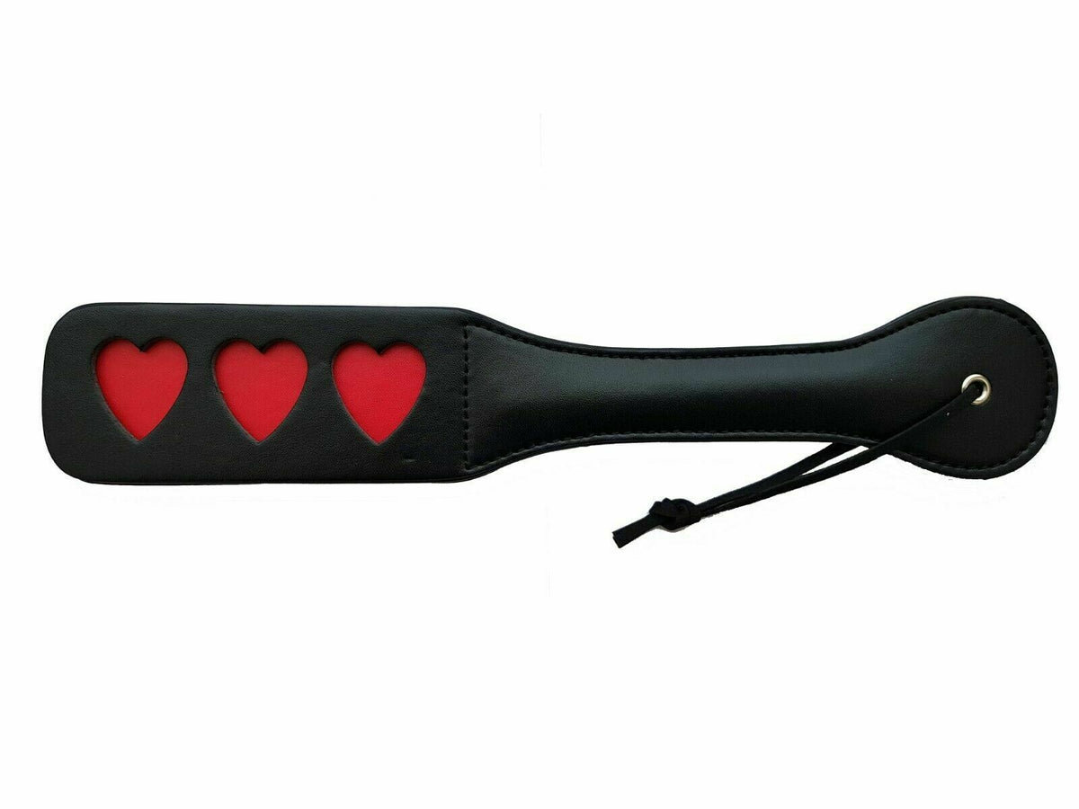 Hearts Faux Leather Spanking Paddle - 12.5 Inch