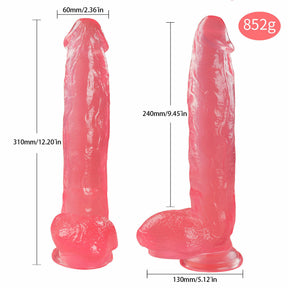 Huge 12 Inch Pink Suction Cup Dildo with Balls