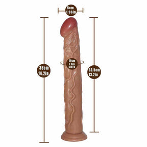 Massive 13 Inch Thick Brown Suction Cup Dildo