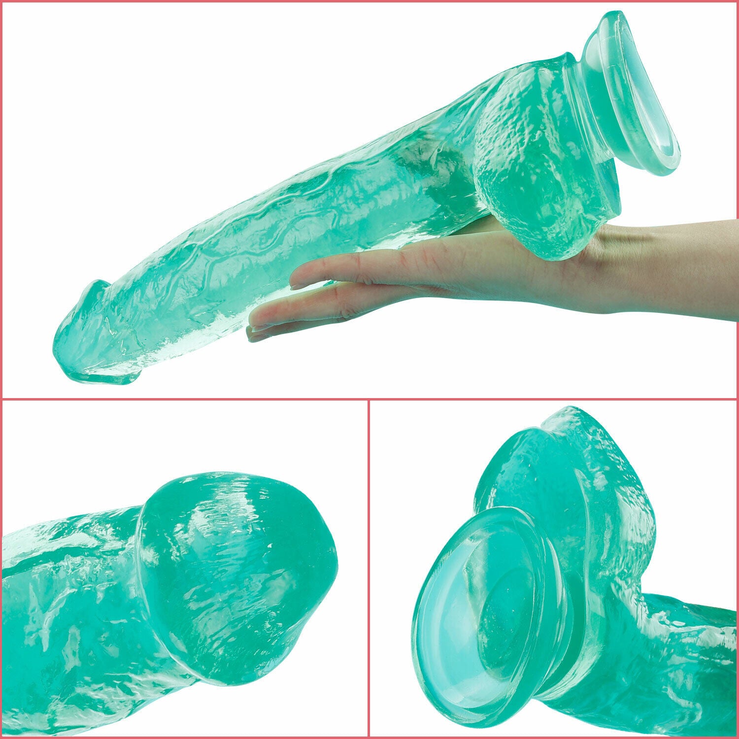 Huge 12 Inch Green Suction Cup Dildo with Balls