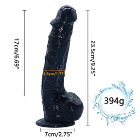 Big 9 Inch Realistic Black Suction Cup Dildo