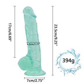 Big 9 Inch Realistic Green Suction Cup Dildo