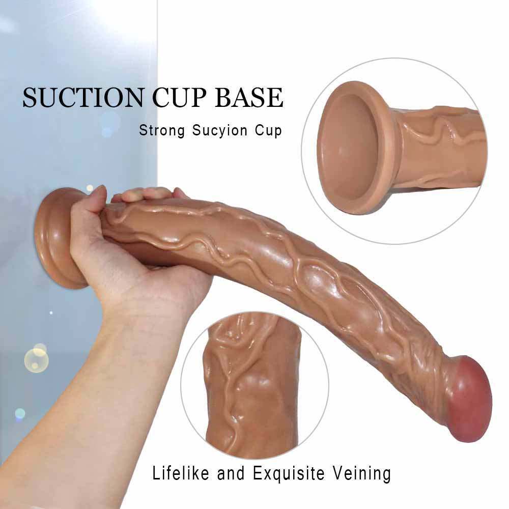 Massive 13 Inch Thick Brown Suction Cup Dildo