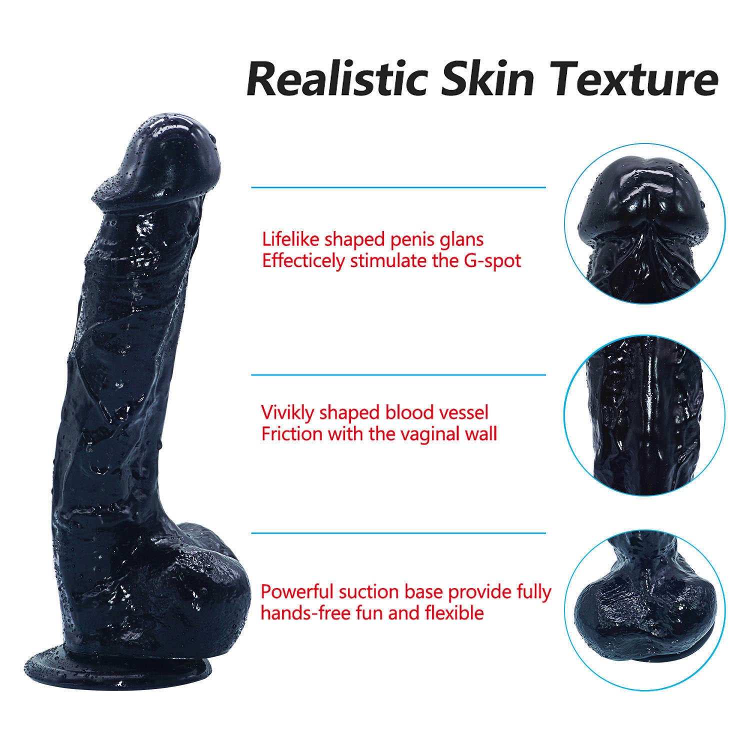 Big 9 Inch Realistic Black Suction Cup Dildo