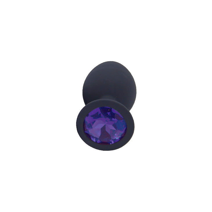 Purple Jewelled Black Silicone Butt Plug