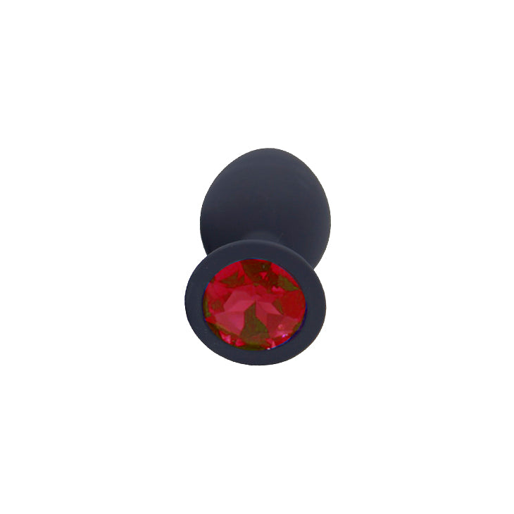 Red Jewelled Black Silicone Butt Plug