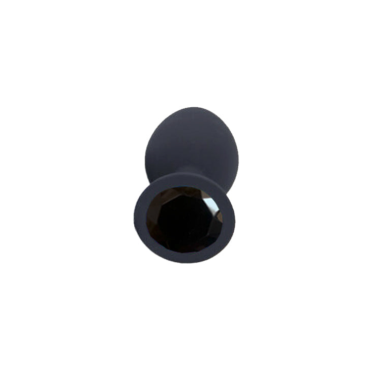 Black Jewelled Black Silicone Butt Plug