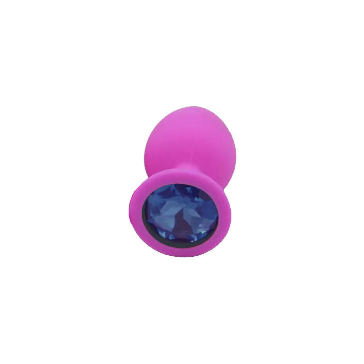 Blue Jewelled Pink Silicone Butt Plug