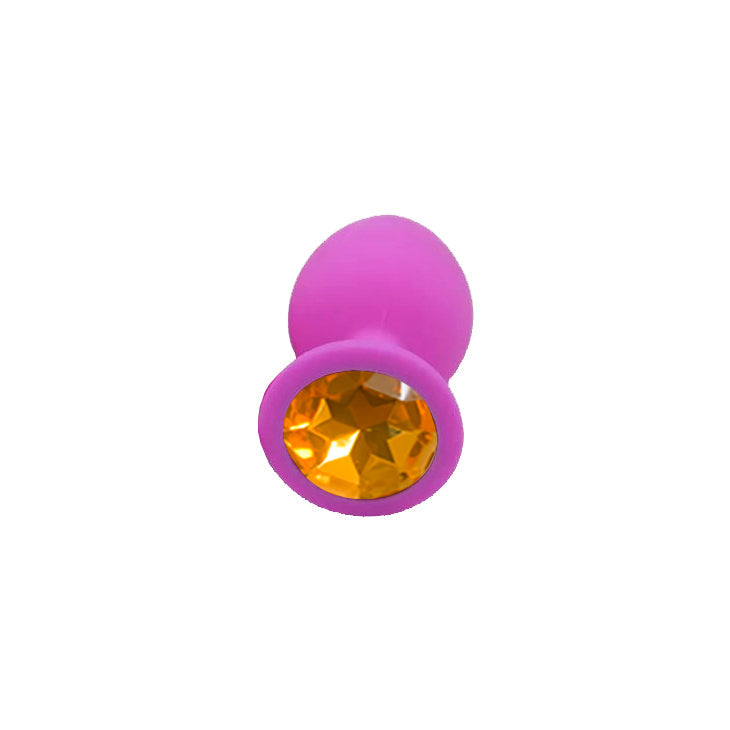 Yellow Jewelled Pink Silicone Butt Plug