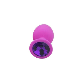 Purple Jewelled Pink Silicone Butt Plug