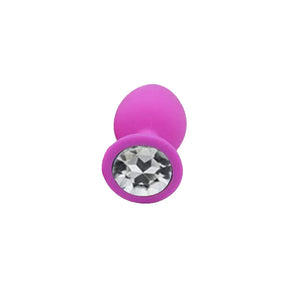 Silver Jewelled Pink Silicone Butt Plug