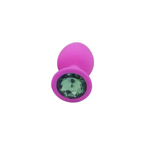 Green Jewelled Pink Silicone Butt Plug