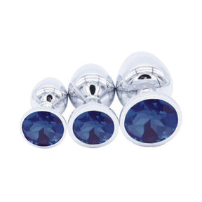 Blue Jewelled Stainless Steel  Butt Plug