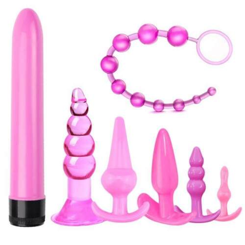 7 Piece Anal Toy Set With Vibrator - Pink