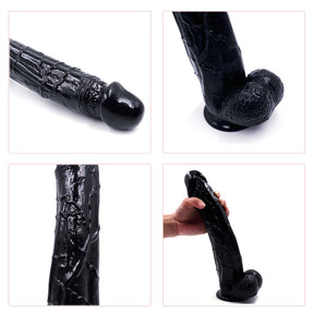 Black Monster Suction Cup Dildo With Balls - 13 Inch