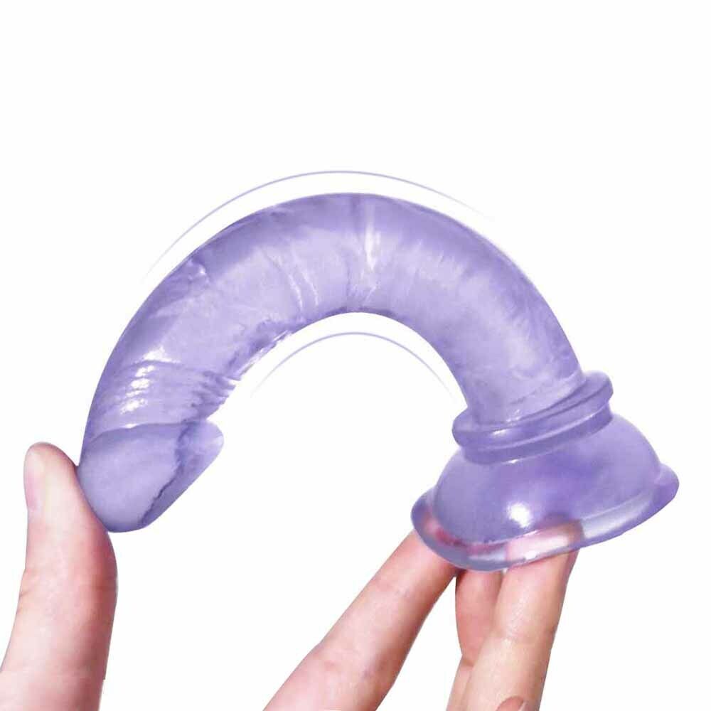 Beginners Small 5 Inch Suction Cup Anal Pegging Dildo - Purple