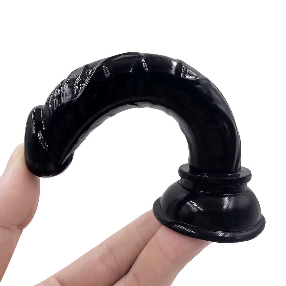 Beginners Small 5 Inch Suction Cup Anal Pegging Dildo - Black