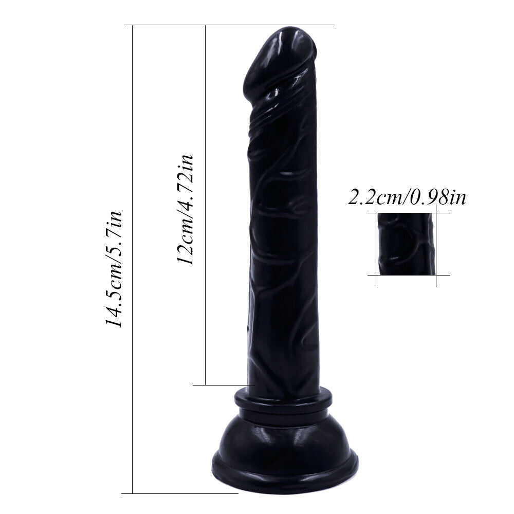 Beginners Small 5 Inch Suction Cup Anal Pegging Dildo - Black