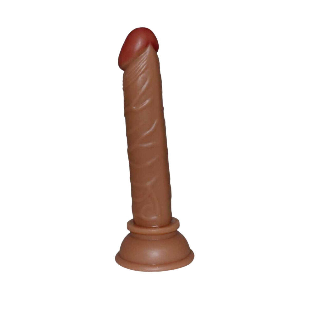 Beginners Small 5 Inch Suction Cup Anal Pegging Dildo - Brown
