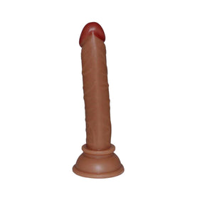 Beginners Small 5 Inch Suction Cup Anal Pegging Dildo - Brown