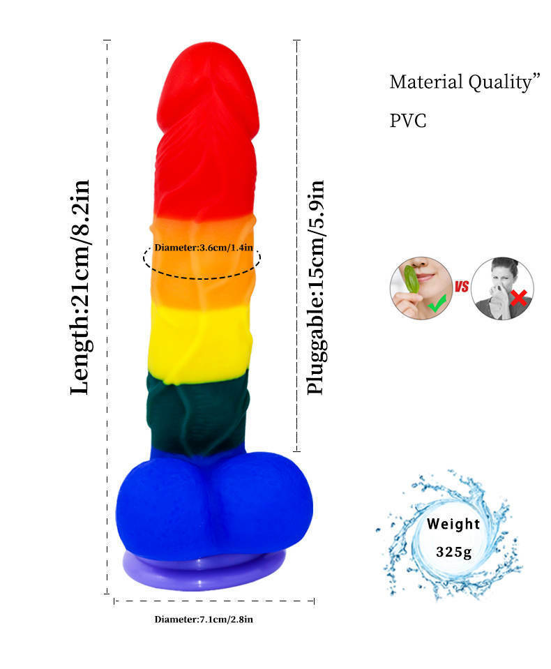 Pride Rainbow Suction Cup Dildo - 8 Inch