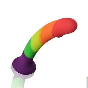 Curved Pride Rainbow Suction Cup Dildo - 9 Inch