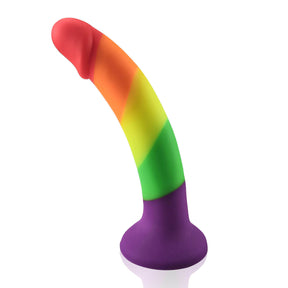 Curved Pride Rainbow Suction Cup Dildo - 9 Inch