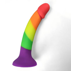 Curved Pride Rainbow Suction Cup Dildo - 9 Inch