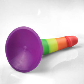 Curved Pride Rainbow Suction Cup Dildo - 9 Inch