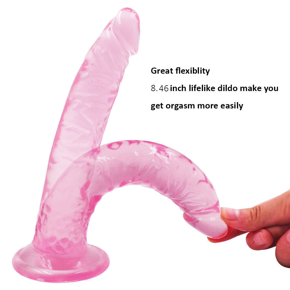 Curved Pink Suction Cup Dildo - 8 Inch