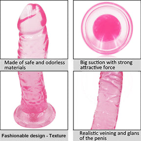 Curved Pink Suction Cup Dildo - 8 Inch