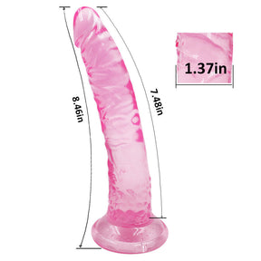 Curved Pink Suction Cup Dildo - 8 Inch