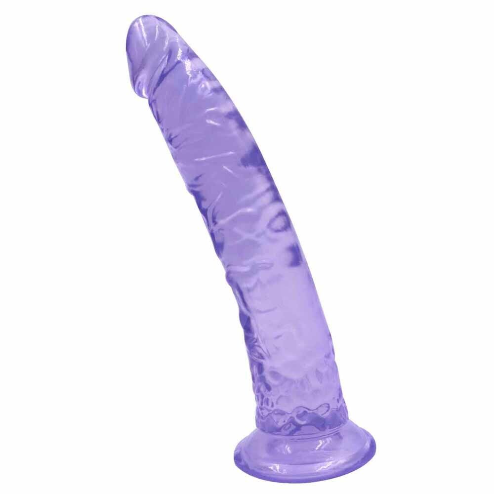 Curved Purple Suction Cup Dildo - 8 Inch