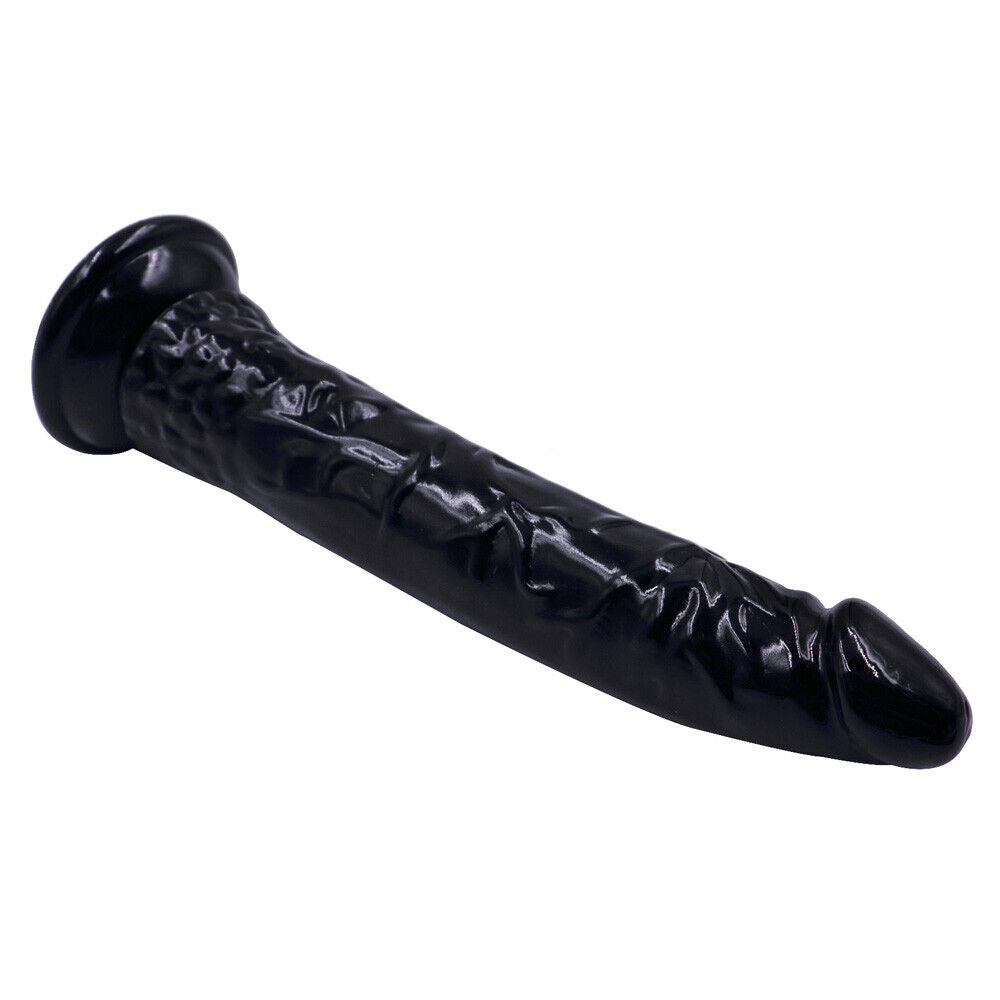 Curved Black Suction Cup Dildo - 8 Inch