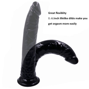 Curved Black Suction Cup Dildo - 8 Inch