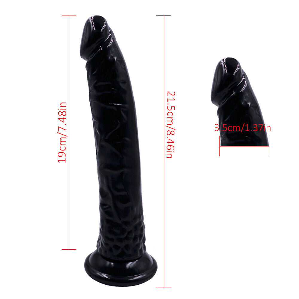 Curved Black Suction Cup Dildo - 8 Inch